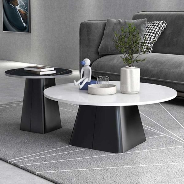 Bàn sofa đôi mặt đá ceramic chân sắt TT68241
