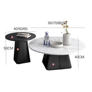 Bàn sofa đôi mặt đá ceramic chân sắt TT68241
