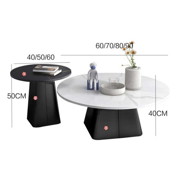 Bàn sofa đôi mặt đá ceramic chân sắt TT68241