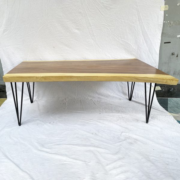 Bàn sofa Gỗ Me Tây Nguyên Tấm 120x60cm chân HairPin BMT065