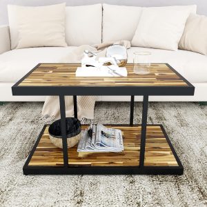 Bàn sofa 2 tầng gỗ tràm khung sắt TT68139