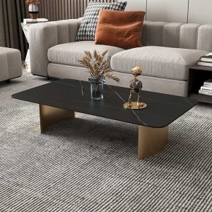 Bàn sofa chữ nhật 120x60x45cm mặt đá chân sắt TT68299