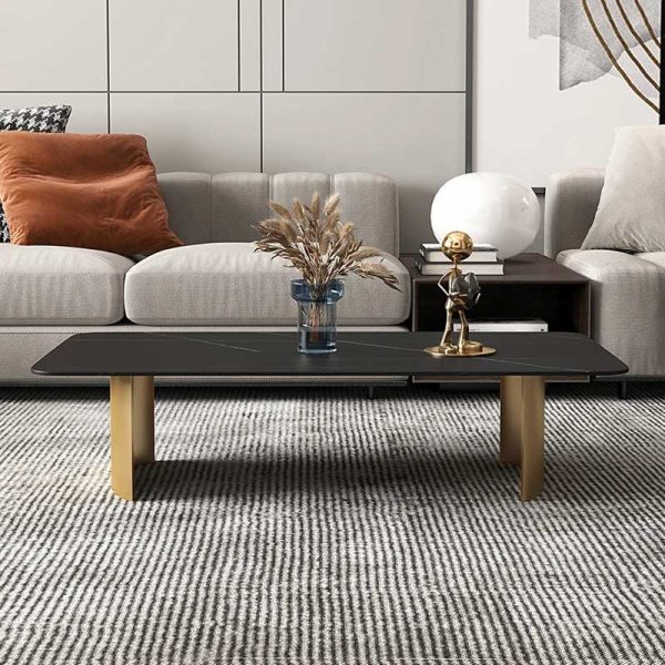 Bàn sofa chữ nhật 120x60x45cm mặt đá chân sắt TT68299