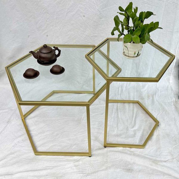 Bàn sofa lắp ghép mặt kính khung sắt sơn tĩnh điện TT68239