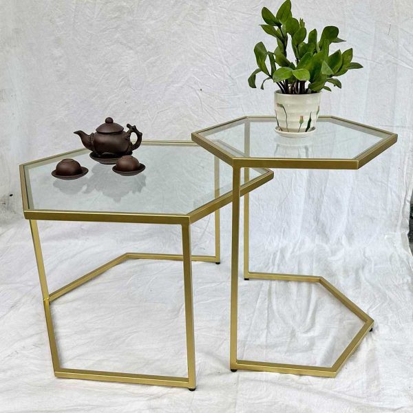Bàn sofa lắp ghép mặt kính khung sắt sơn tĩnh điện TT68239
