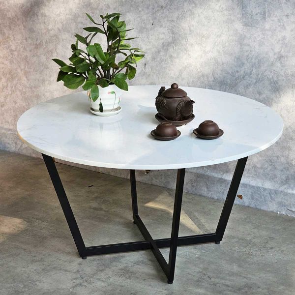Bàn sofa tròn mặt đá chân sắt TT68188