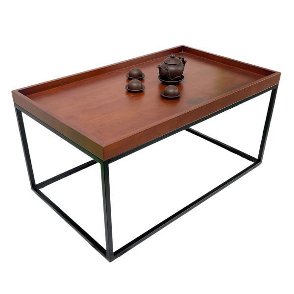 Bàn sofa chữ nhật mặt gỗ chân sắt TT68200