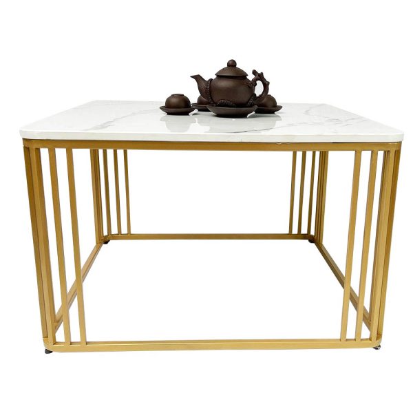 Bàn sofa vuông mặt đá khung sơn vàng TT68173