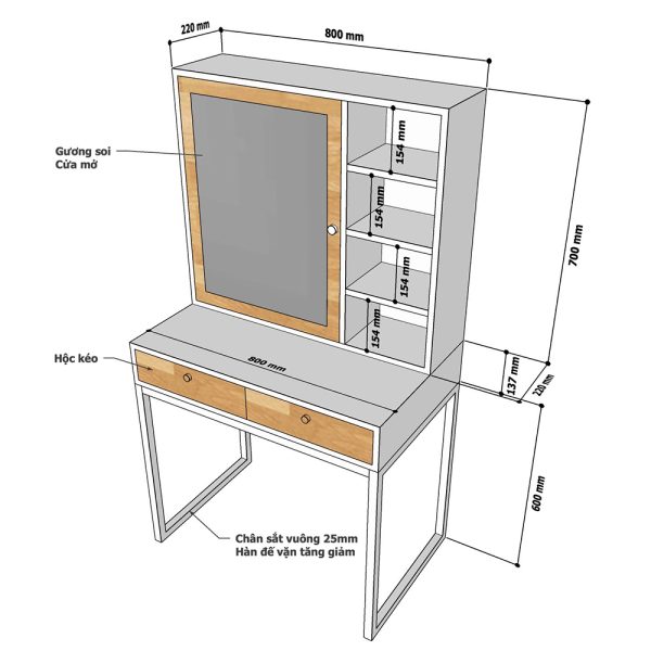 Bàn trang điểm có ngăn kéo BTD68056