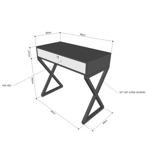 Bàn trang điểm có hộc kéo chân sắt hệ Xconcept BTD68038