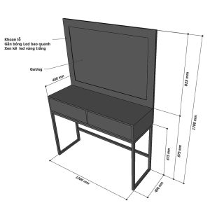 Bàn trang điểm kèm gương và đèn led BTD68055
