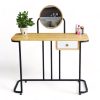 Bàn trang điểm mini có gương gỗ tự nhiên chân sắt BTD68062