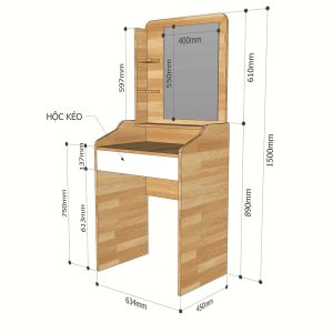 Bàn Trang Điểm Mini Gỗ Cao Su Kèm Gương BTD68047