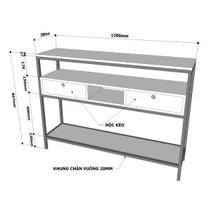 Bàn console, bàn trang trí 3 tầng có ngăn kéo CST015