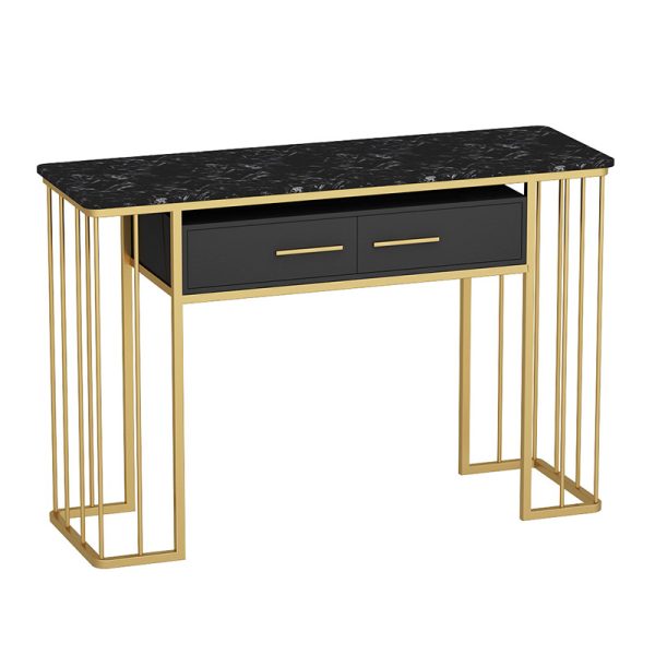 Bàn console, bàn trang trí mặt đá trắng khung sơn vàng CST019