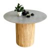 Bàn tròn 1m gỗ Plywood chân gỗ cao su BA68132