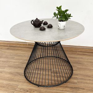 Bàn tròn gỗ Plywood chân sắt cổ lọ BA68149