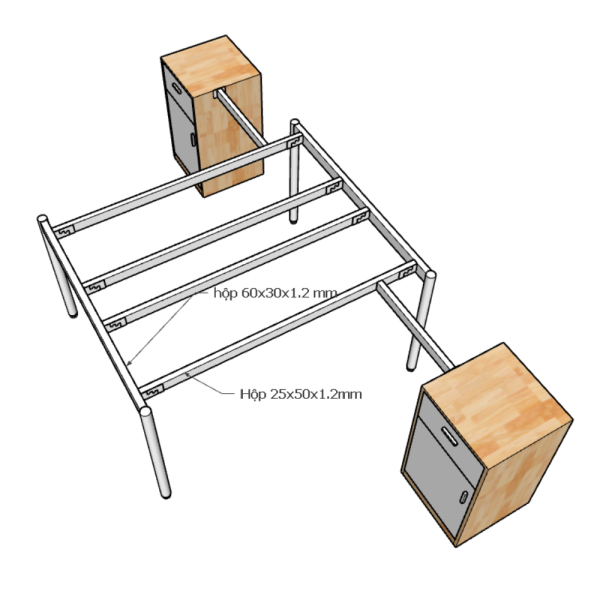 Bàn Văn Phòng Cụm 2 Hệ Oma II HBOM218