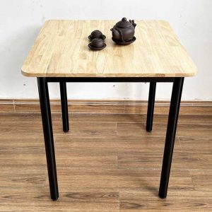Bàn vuông 70cm gỗ tự nhiên chân sắt tròn BA68151