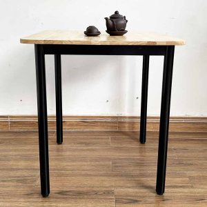 Bàn vuông 70cm gỗ tự nhiên chân sắt tròn BA68151