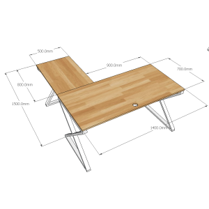 Bàn chữ L 1m4 gỗ Plywood phủ melamin chân Xconcept HBXC039