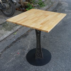 Bàn Cafe vuông 60cm gỗ cao su chân sắt hoa văn CFD68026