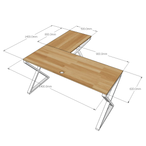 Bàn chữ L 140x140cm gỗ Plywood phủ melamin chân Xconcept HBXC039