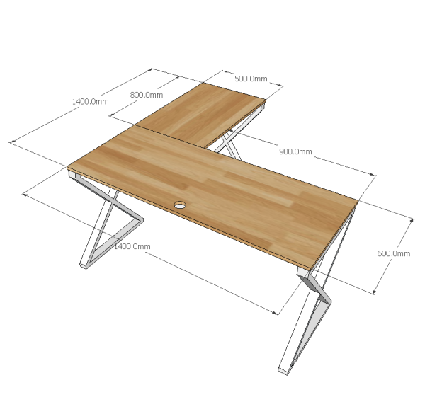 HBXC019 - Bàn góc chữ L 140x140 XConcept