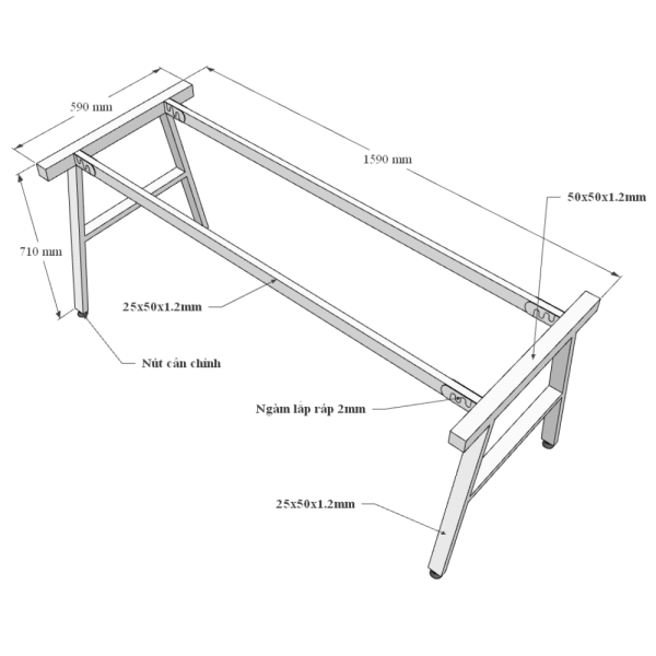 Bàn làm việc 160x60cm gỗ Plywood phủ melamin chân sắt Aconcept HBAC052