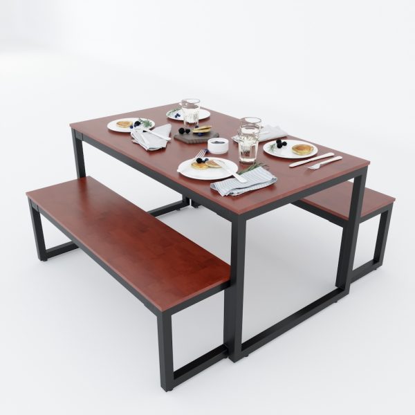 Bàn ăn SADO 01 gỗ cao su chân sắt lắp ráp BA68074