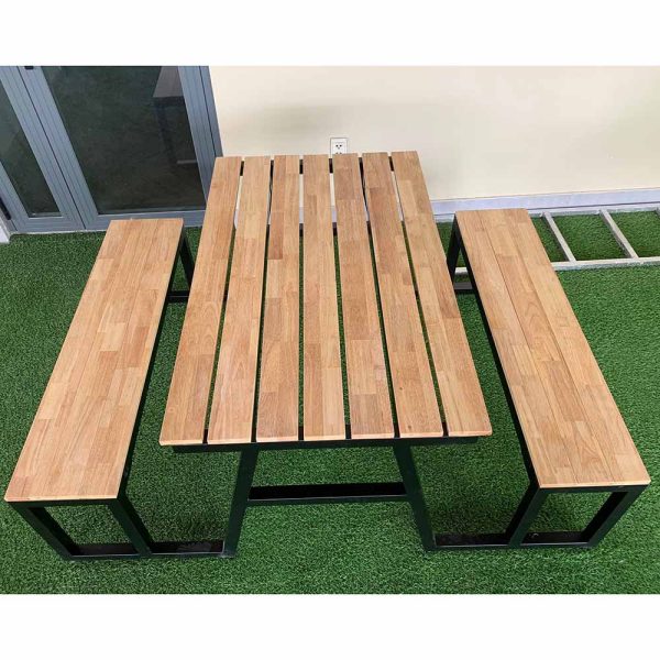 Combo bộ bàn ghế gỗ cao su khung sắt lắp ráp CBBA028