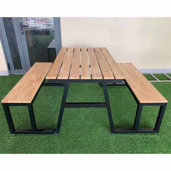 Combo bộ bàn ghế gỗ cao su khung sắt lắp ráp CBBA028