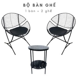 Bộ bàn ghế cafe, bàn ghế ngoài trời hình cánh diều CBCF117