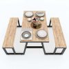 Combo bộ bàn ghế ăn gỗ cao su khung sắt lắp ráp
