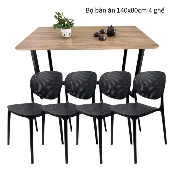 Bộ Bàn Ăn 140x80cm Và 4 Ghế Nhựa Cao Cấp CBBA092