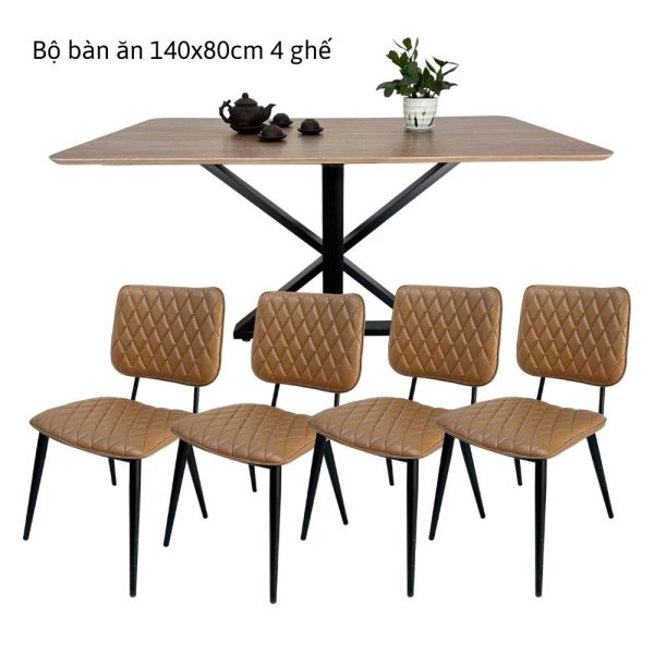 Bộ Bàn Ăn 140x80cm Và 4 Ghế Nệm Simili CBBA093