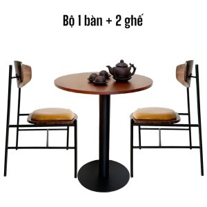 Bộ Bàn Ghế Cafe Gỗ Chân Sắt CBCF241