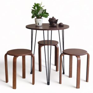 Combo bộ bàn ghế cafe 1 bàn tròn 60cm 3 ghế đôn CBCF270