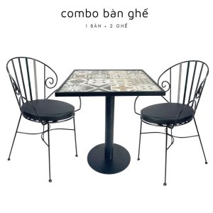 Bộ bàn ghế cafe mặt gạch hoa văn CBCF68133