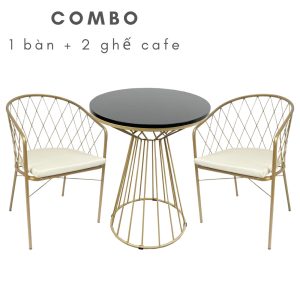 Bộ Bàn Ghế Cafe Màu Vàng Đồng CBCF150