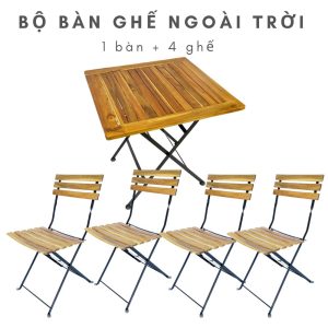 Bộ bàn ghế xếp gọn ngoài trời, bàn ghế cafe CBCF115