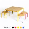Bộ bàn vuông và 4 ghế mầm non mặt gỗ chân sắt KGD026
