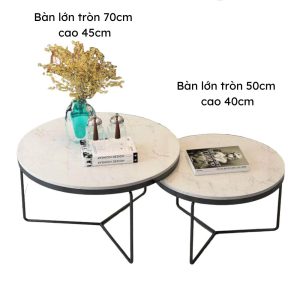 Bàn Sofa đôi mặt đá chân sắt TT68206