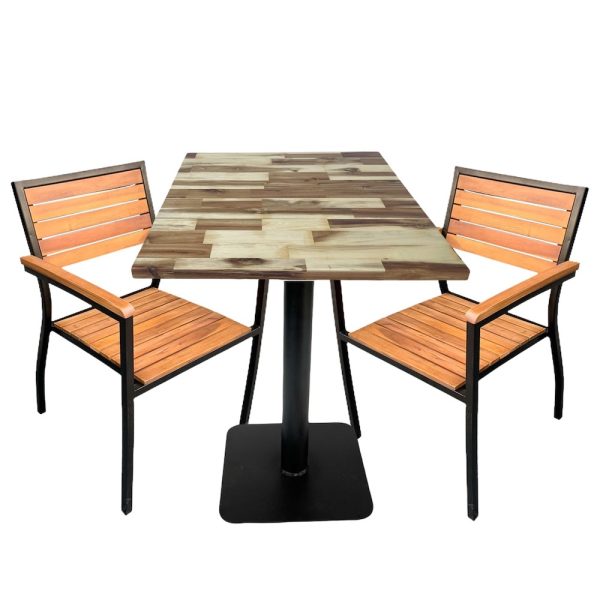 Bàn cafe gỗ tràm dày 25cm chân sắt sơn tĩnh điện CFD68083