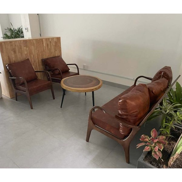 Bộ bàn gỗ me tây và ghế sofa khung gỗ CBSF022