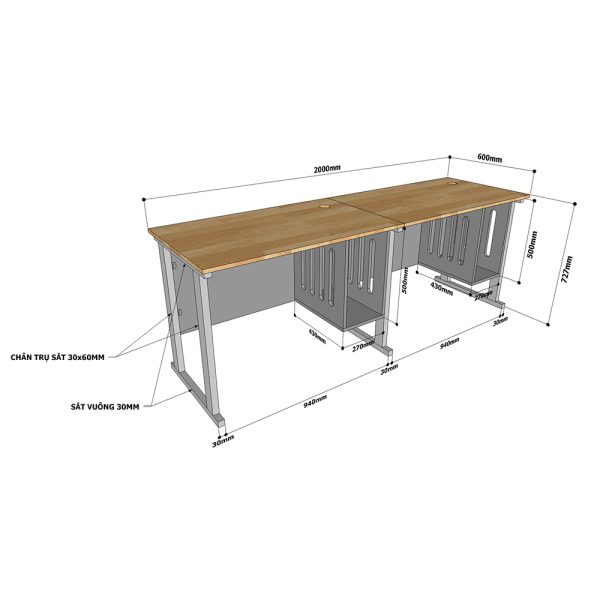 Bàn máy tính kết hợp kệ CPU dành cho 2 người CDS002
