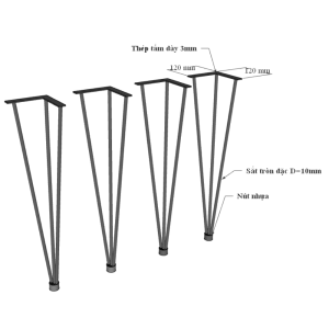 Bàn cafe vuông 60cm chân Hairpin CFD68050