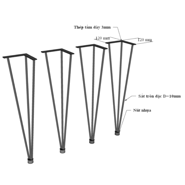 Bàn cafe vuông 60cm chân Hairpin CFD68050