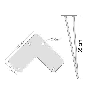 CHB68035 - Chân bàn Hairpin cao 35cm