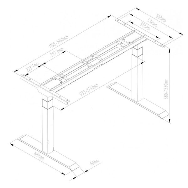 Chân bàn điện nâng hạ 3 khớp ETL-2300